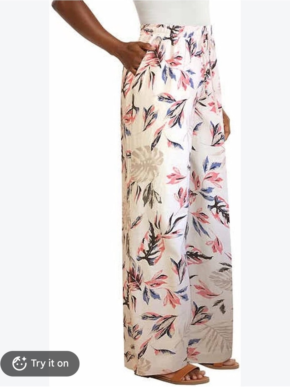 Briggs New York Linen Wide Leg Floral Pants Sz SM